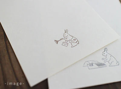 Clipboard & Paper Set Refills Typewriter Rabbit, Postman Rabbit, Memo Pads by Hana Rakui, OEDA LETTERPRESS, Rabbit Day - Hands On Workshop
