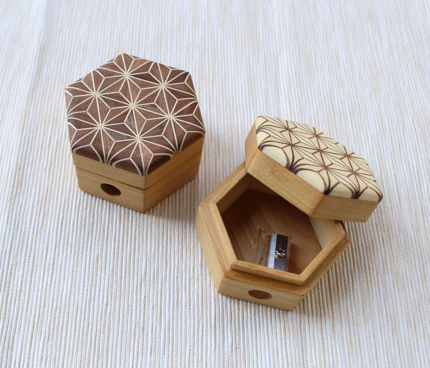 Cohana Pencil Sharpener of Mosaic Woodwork (Hemp Leaf / Brown) - Hands On Workshop