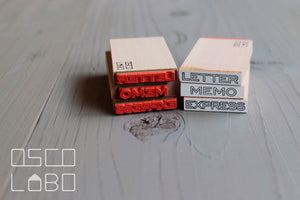 Rubber stamps by Osco Lobo: Memo, Letter, Express