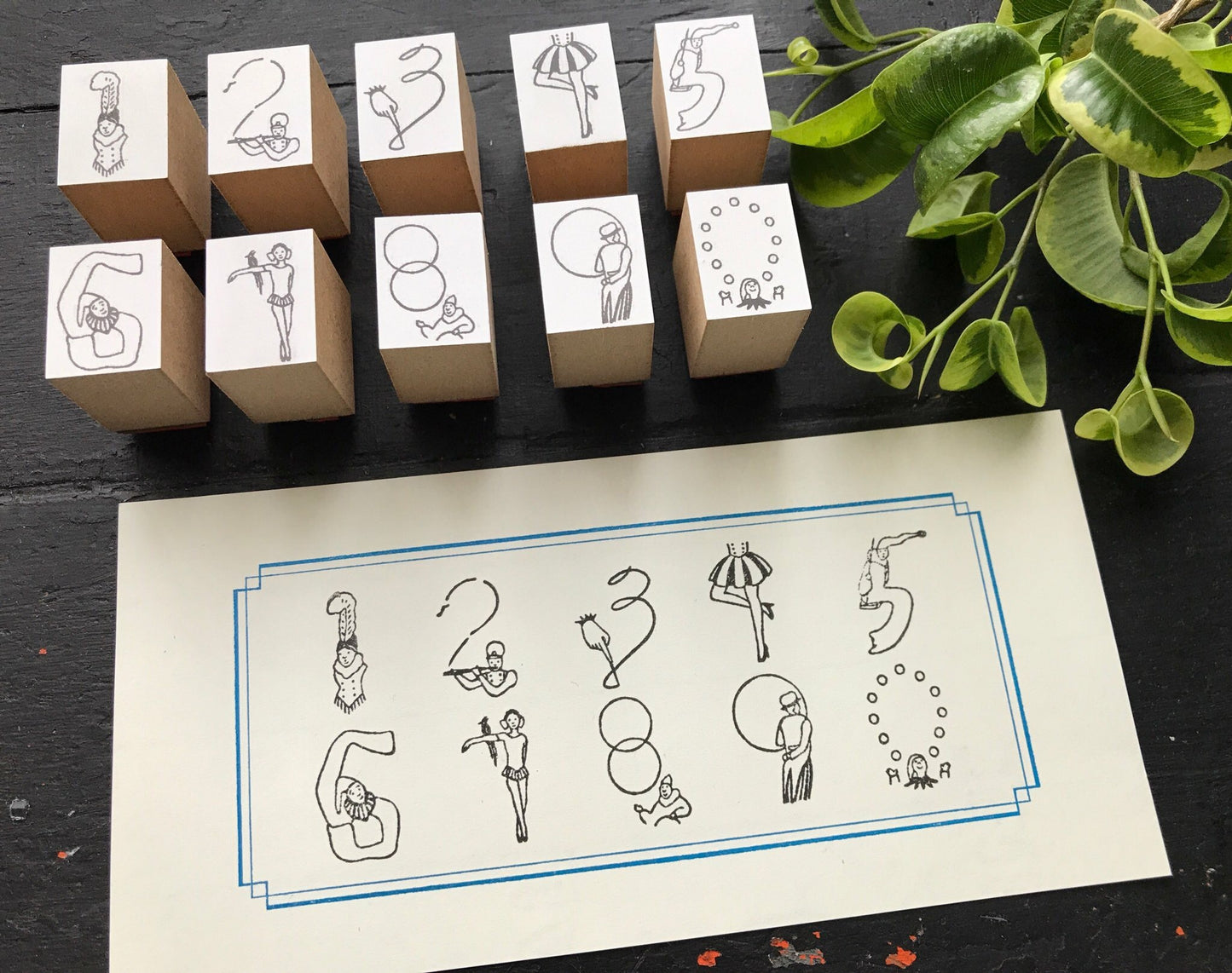Rakui Hana stamps - Circus Troupe Number Stamp Set - Hands On Workshop