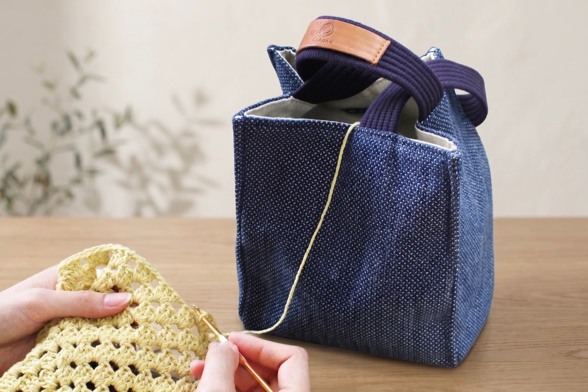 Cohana Sashiko-Ori Project Bag Deep Indigo