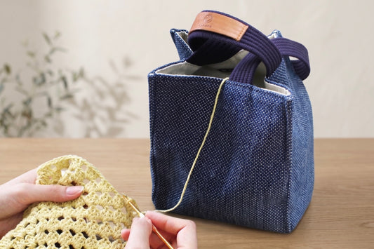 Cohana Sashiko-Ori Project Bag Deep Indigo