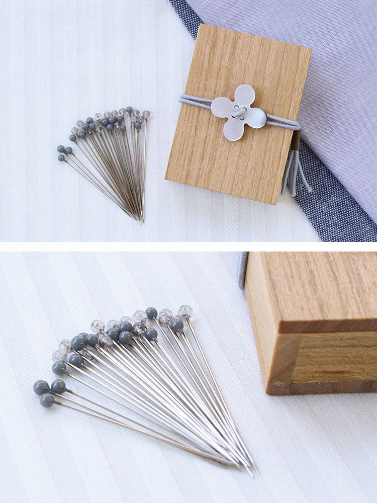 Cohana Spring Summer 2021 Glass Sewing Pins in a Cherry-Wood Box - Hands On Workshop