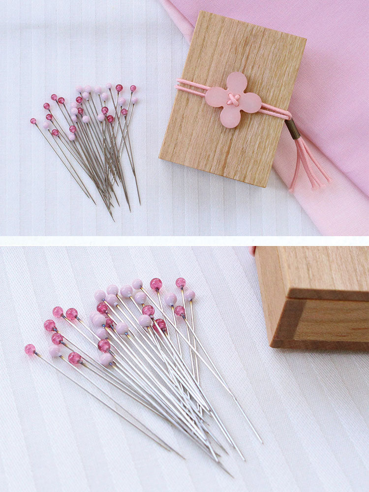 Cohana Spring Summer 2021 Glass Sewing Pins in a Cherry-Wood Box - Hands On Workshop