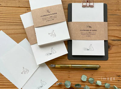 Clipboard & Paper Set Refills Typewriter Rabbit, Postman Rabbit, Memo Pads by Hana Rakui, OEDA LETTERPRESS, Rabbit Day - Hands On Workshop