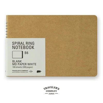 Traveler's Company Spiral Ring Notebook, B6, Blank, MD White
