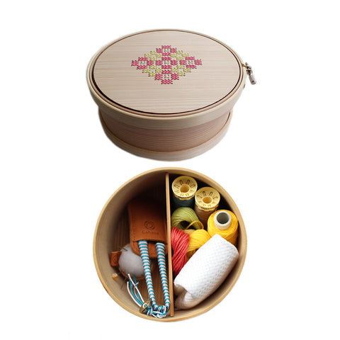 Cohana Magewappa工具箱刺绣箍 -  12厘米/ 15cm黄色和粉红色（Coharu）