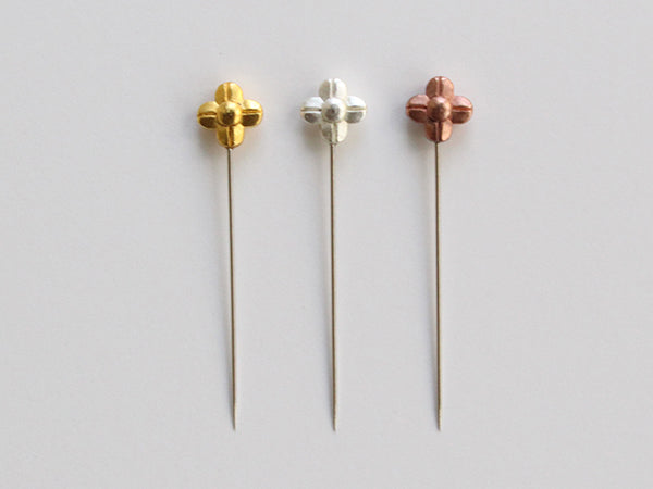 Cohana Marking Pins with flowers in gold, silver and bronze