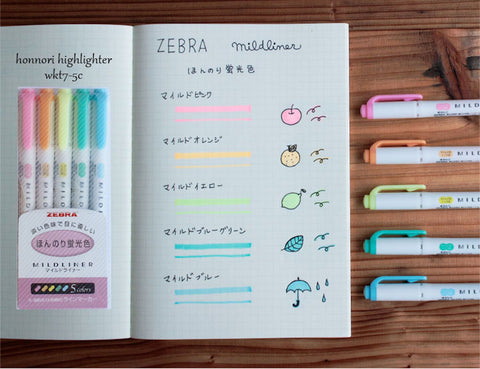 Zebra pens - Honnori / Fluorescent x 5 Pens