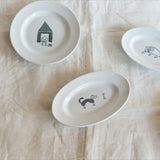 Ceramics by Toraneko Bon Bon (Tabby Cat Bon Bon) - Oval plate (Large) NH051