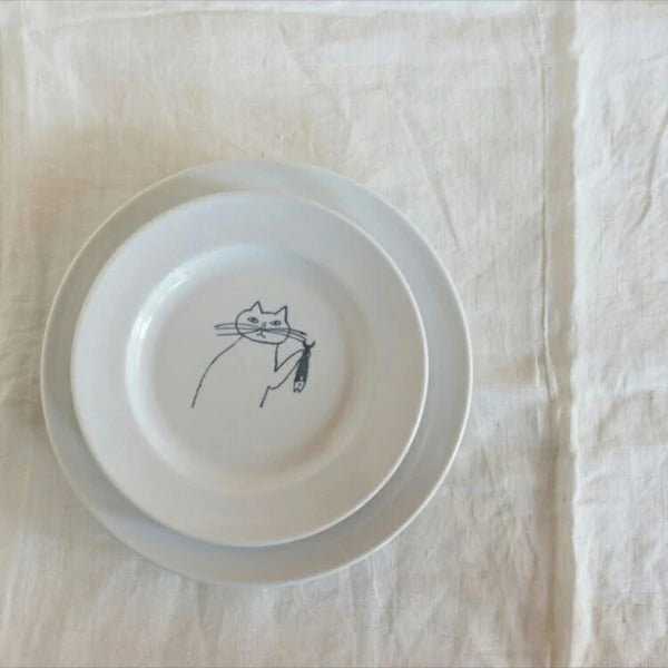Ceramics by Toraneko Bon Bon (Tabby Cat Bon Bon) - Round plate (Small)