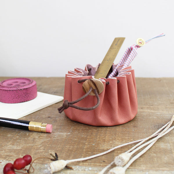 Cohana Drawstring Pouch with Himeji leather