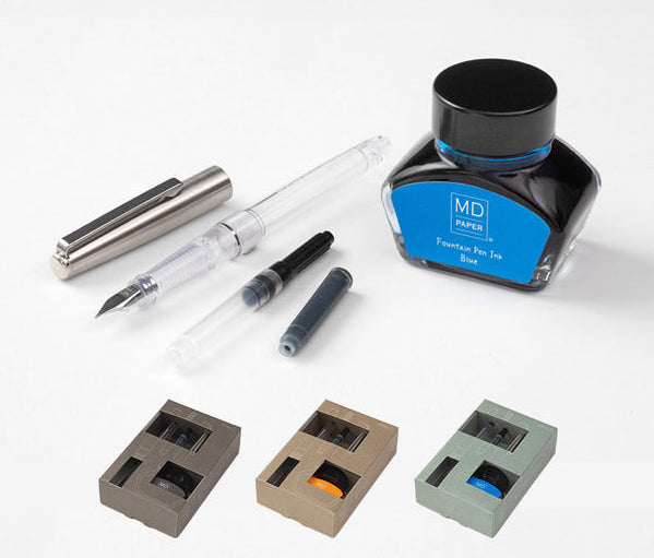Midori 70th Anniversary MD Fountain Pen & Colour Ink Set - BLUE & GREY Sold Out.