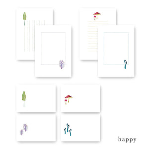 Papeterie Shogado - Série de jardin - Lettre d'écriture de papier et des ensembles d'enveloppes (designs mixtes) - Happy & Peace