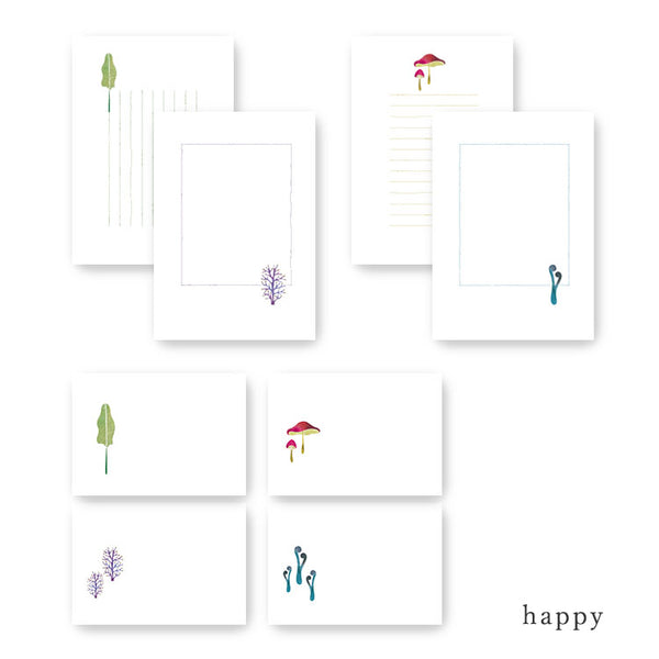 Shogado Stationery - Garden Series - Letter writing paper and envelope sets (mixed designs) - Happy & Peace